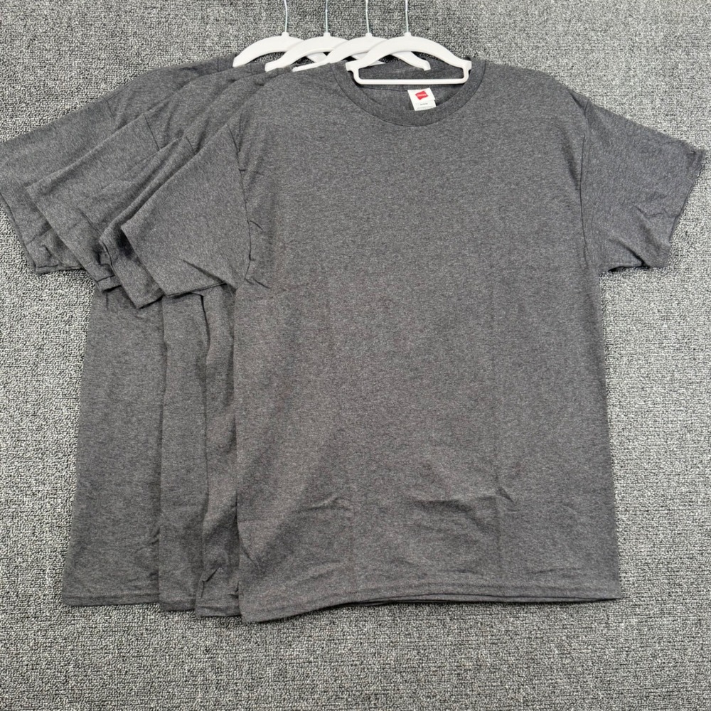 Hanes‎ Mens Medium 4 Pack T-Shirt Charcoal Heather Gray Comfort Tee Basics 5095